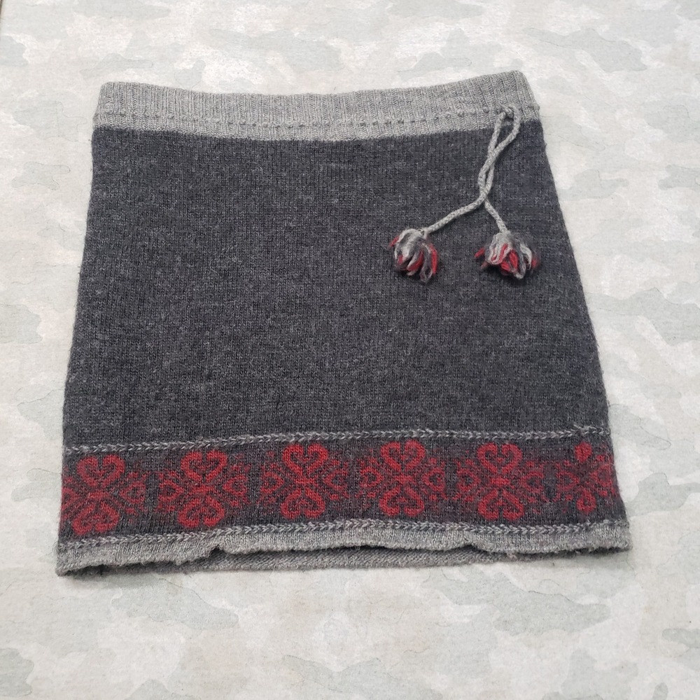 Laundromat Wool Mini Skirt Womens Large Gray Fair Isle Tassel Boho